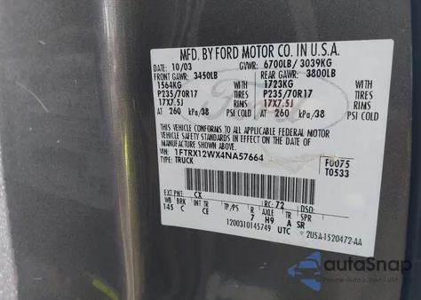 2004 Ford F-150 Stx/Xl/Xlt from USA, damaged, VIN 1FTRX12WX4NA57664